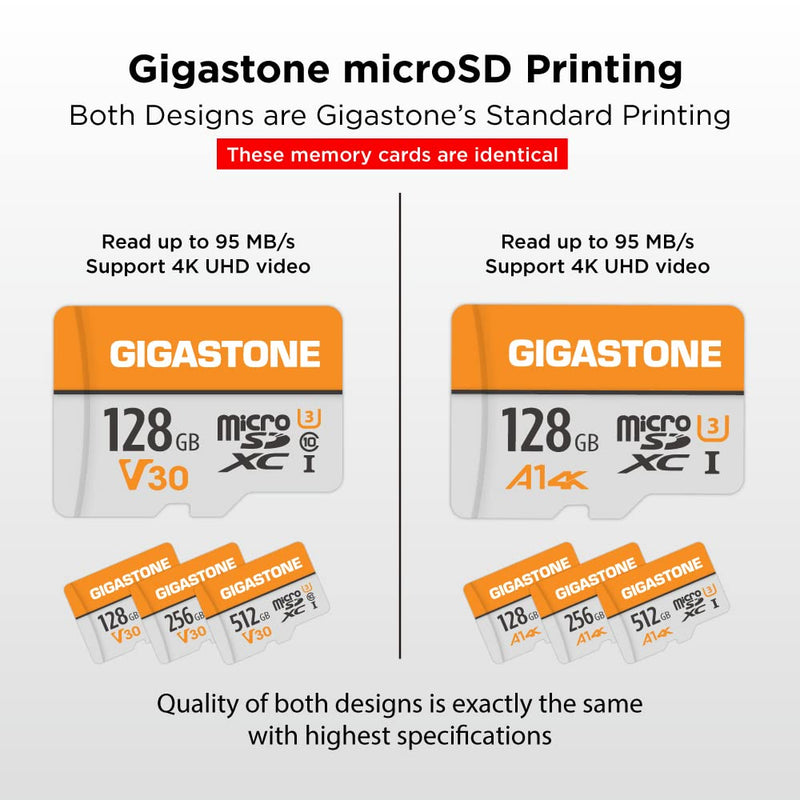  [AUSTRALIA] - Gigastone 128GB 2-Pack Micro SD Card, 4K Video Pro, GoPro, Surveillance, Security Camera, Action Camera, Drone, 95MB/s MicoSDXC Memory Card UHS-I V30 Class 10 128GB 4K Video Pro 2-Pack