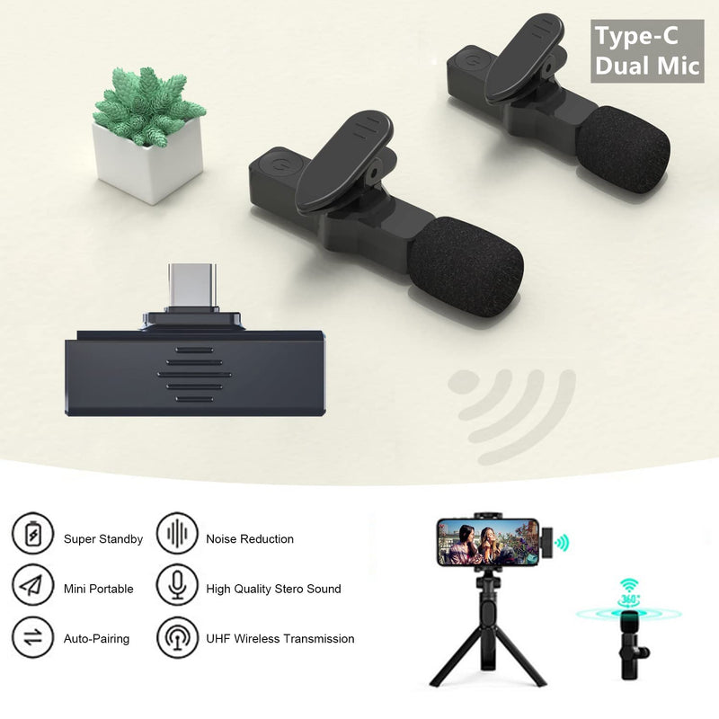  [AUSTRALIA] - 2 Pack Wireless Lavalier Microphone Compatible with iPhone iPad, Plug & Play for TikTok YouTube Facebook Live Stream Vlog Video Recording Noise Reduction/Auto Sync