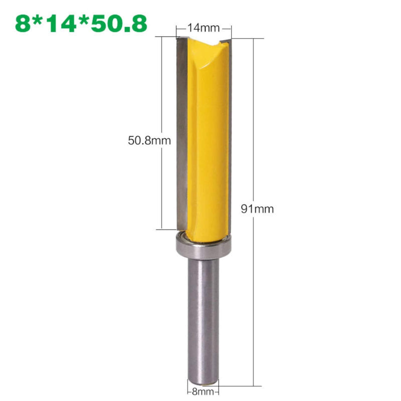  [AUSTRALIA] - WSOOX 8 mm shaft professional flush cutter Expert for Wood (wood and laminate, Ø 14 mm, working length 50.8 mm, total length 91 mm, hand router accessories)