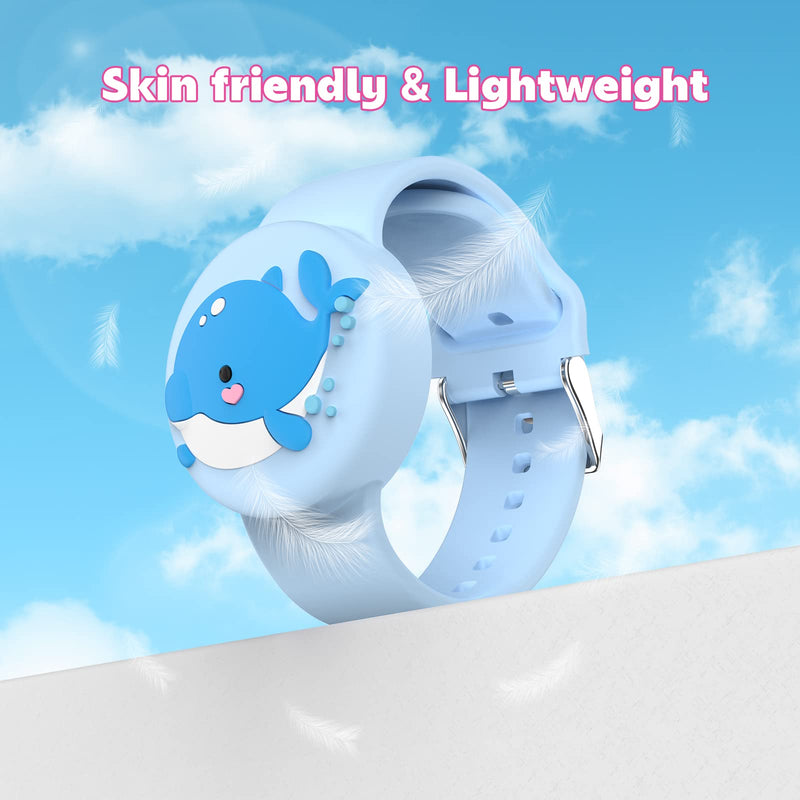  [AUSTRALIA] - Waterproof Air tag Bracelets For Kids (2 Pack) - Soft Silicone Hidden Air tag Wristband - Lightweight GPS Tracker Holder Compatible with Apple Airtag Watch Band For Child (Penguin & Whale) Penguin & Whale