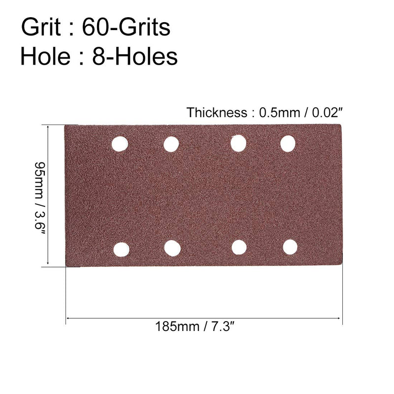  [AUSTRALIA] - uxcell 60 Grit 1/3 Sanding Sheet Sander Sandpaper Hook and Loop Pads 8 Hole 10pcs