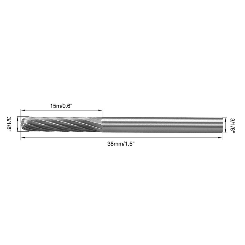 uxcell Tungsten Carbide Rotary Files 1/8" Shank, Single Cut Cylindrical Radius End Rotary Burrs Tool 3mm Dia, for Die Grinder Drill Bit Alloy Steel Hard Metal Carving Polishing, 2pcs - LeoForward Australia