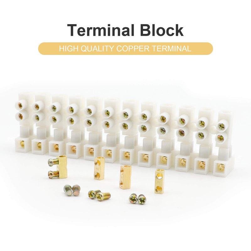  [AUSTRALIA] - GUBCUB Terminal Block Set, 7 Pieces 12 Position Dual Row Terminal Strip Electrical Barrier Wire Connector Block, 10A 380V 12 Position Terminal Block Set