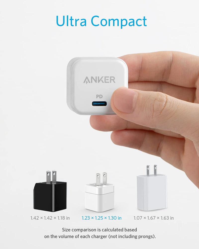  [AUSTRALIA] - USB C Charger, Anker 2-Pack Fast Charger with Foldable Plug, PowerPort III 20W Cube Charger for iPhone 14/14 Plus/14 Pro/14 Pro Max/13, Galaxy, Pixel 4/3, iPad/iPad Mini, and More(Cable not Included) 2pack White