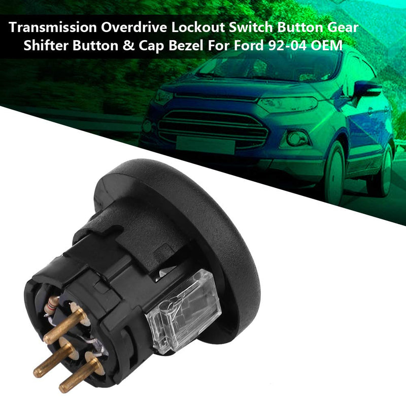  [AUSTRALIA] - Transmission Overdrive Lockout Switch Gear Shifter Button & Ring Cap Bezel for Ford 92-04