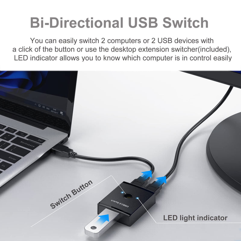  [AUSTRALIA] - USB 3.0 Switch Selector, 2 in 1 Out USB Switcher for 2 Computers Share 1 USB Devices, Mouse, Keyboard, Scanner, Printer