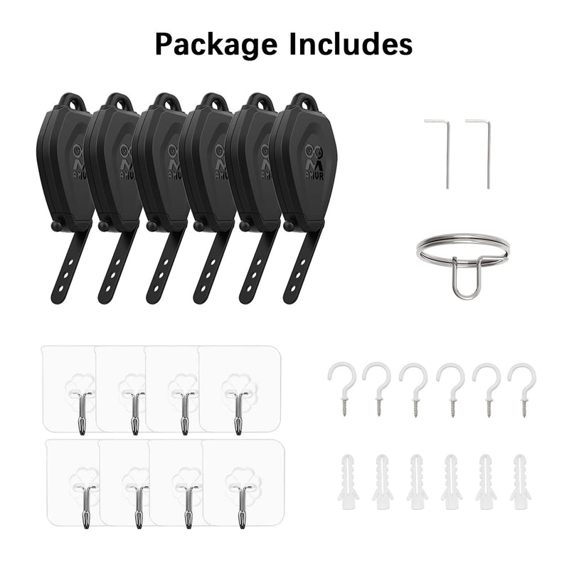  [AUSTRALIA] - AMVR [Pro Version] VR Cable Management System, 6 Packs Ceiling Pulley System for Oculus Quest/Quest 2/Rift/Rift S/Valve Index/HTC Vive/Vive Pro/HP Reverb G2/PSVR VR Cord Accessories, VR Link Cable Black