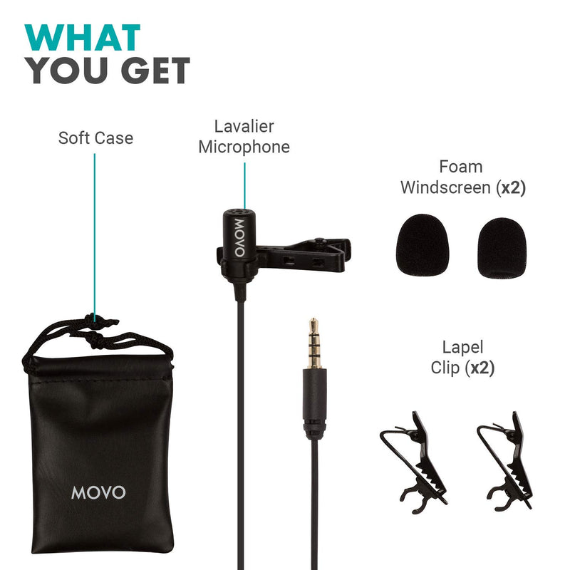 Movo PM10 Lavalier Microphone and Lapel Microphone for iPhone, iPad, Android, and Other Smartphones - Easy Clip on Microphone Perfect for Recording a Podcast, Vlog, Interview, YouTube - LeoForward Australia