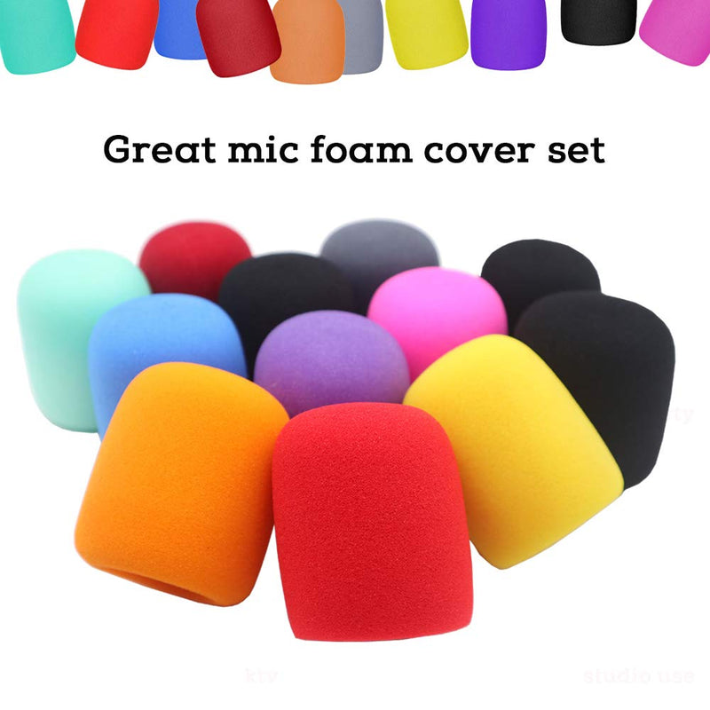  [AUSTRALIA] - BAISDY 12PCS Foam Color Microphone Cover Thick Mic Windscreen Cover for KTV, Karaoke