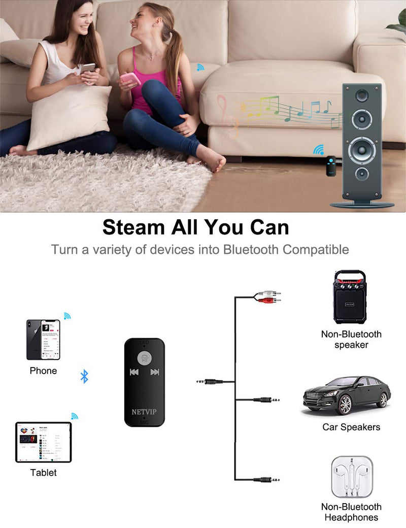  [AUSTRALIA] - Bluetooth Receiver for Music Streaming, Mini Bluetooth Car Audio Adapter, 8 Hour Battery Life, Built in Microphone, Handsfree Calls, for Car, Home Stereo, Headphones, Speakers-Support TF Card Gray