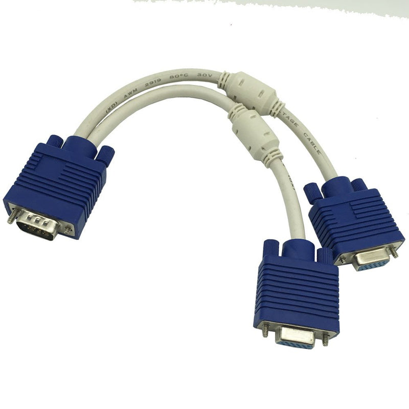 DONG 1 Computer to Dual 2 Monitor vga Splitter Cable Video Y Splitter 15 pin Two Ports vga Male to Female - LeoForward Australia