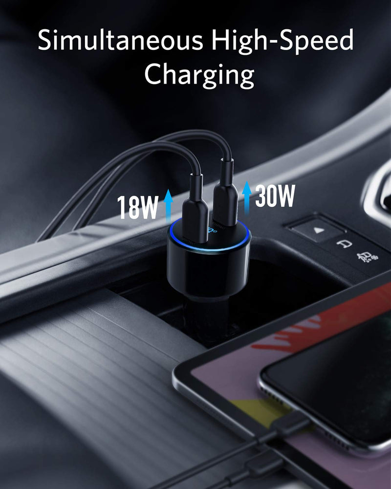  [AUSTRALIA] - USB C Car Charger, Anker 48W 2-Port PIQ 3.0 Fast Charger Adapter, PowerDrive+ III Duo with Power Delivery for iPhone 12/12 Pro/12 Pro Max/11/11 Pro/11 Pro Max/XR/XS/X, Galaxy, Pixel, iPad Pro and More