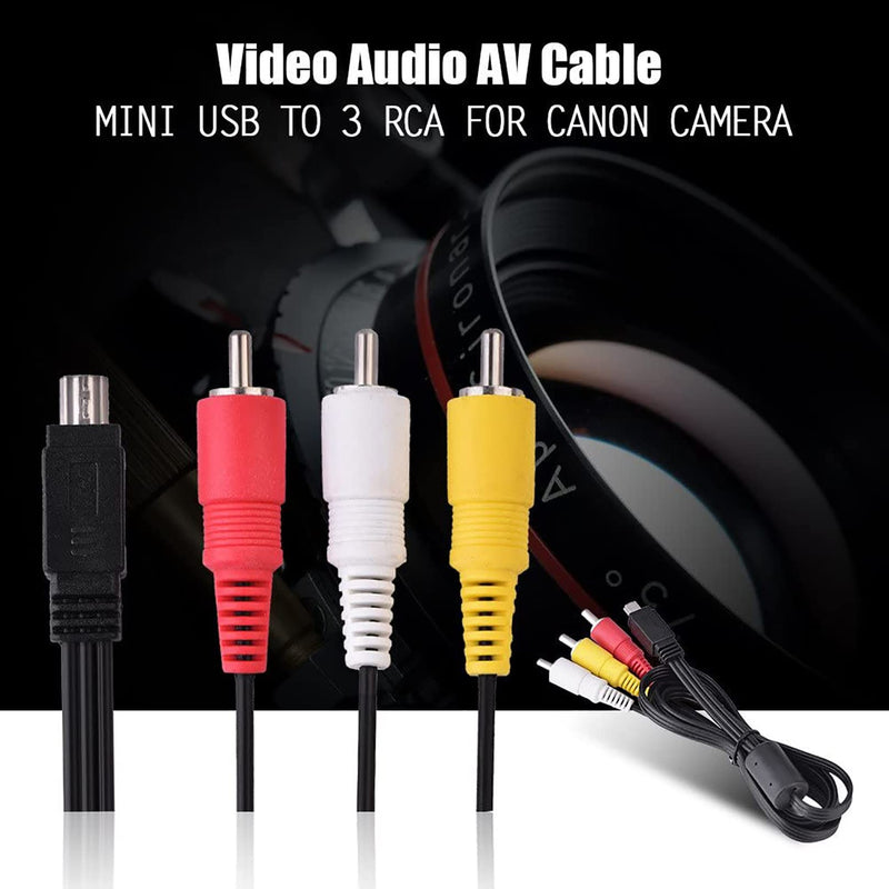  [AUSTRALIA] - Mini USB to 3 RCA Cable AV Stereo Audio Video Cable Replacement for Canon AVC-DC400ST Canon EOS 7D, 60D, 60Da,70D,100D,550D, 600D, 650D, 700D & Canon EOS Rebel SL1, T2i, T3i, T4i, Digital SLR Camera