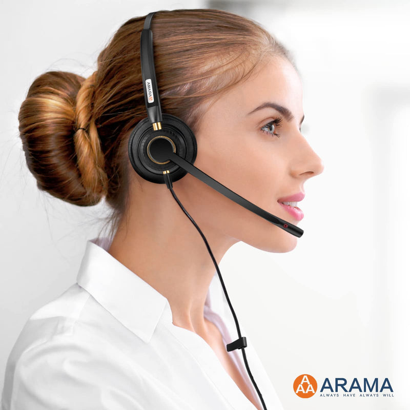  [AUSTRALIA] - Arama Telephone Headset with Microphone Noise Cancelling, RJ9 Office Phone Headsets Compatible with Yealink T20P T21P T26P T23G T46G T48G T42S T46S Avaya 1608 9608 9611 Grandstream Aastra(A800Y1) Monaural A800Y1