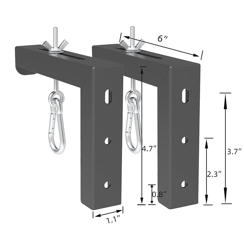  [AUSTRALIA] - Black Universal Projector Screen L-Bracket Wall Hanging Mount 6 inch Adjustable Extension with Hook Manual, for Wall or Ceiling Mount Home Projector and Movie Screens, 80 Lb Capacity Each