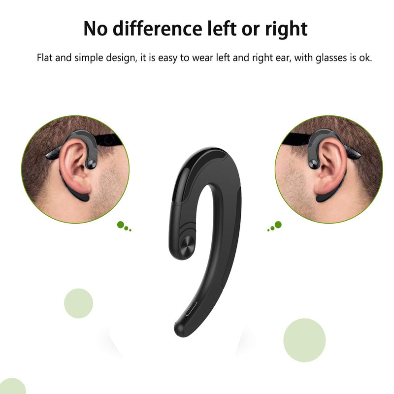 Ear-Hook Bluetooth Headset with Mic Lightweight Noise Cancelling 5 Hrs Playtime, Wireless Painless Wearing Earphones for Android Phones/iPhone X/8/7/6, Non Bone Conduction Headphone with Ear Plug - LeoForward Australia