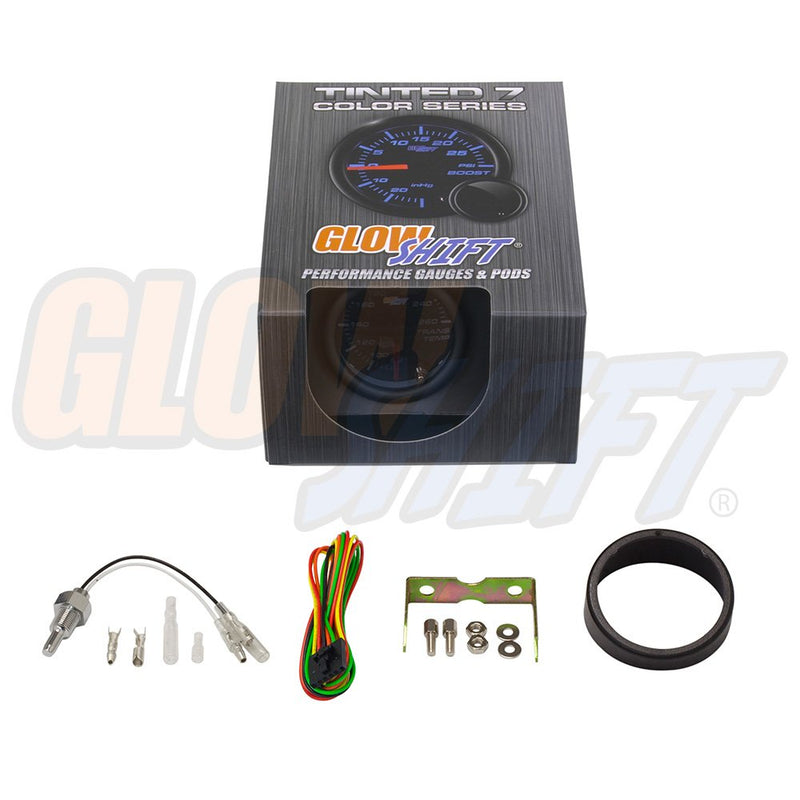  [AUSTRALIA] - GlowShift Tinted 7 Color 260 F Transmission Temperature Gauge Kit - Includes Electronic Sensor - Black Dial - Smoked Lens - for Car & Truck - 2-1/16" 52mm