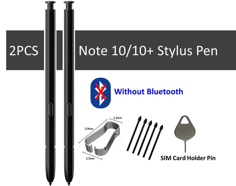 2PCS Galaxy Note 10 Pen (Without Bluetooth) Replacement for Galaxy Note 10 Note10 Note 10 Plus Note 10+ Note 10 + 5G Stylus Touch S Pen +Replacement Tips/Nibs(Black) Black - LeoForward Australia