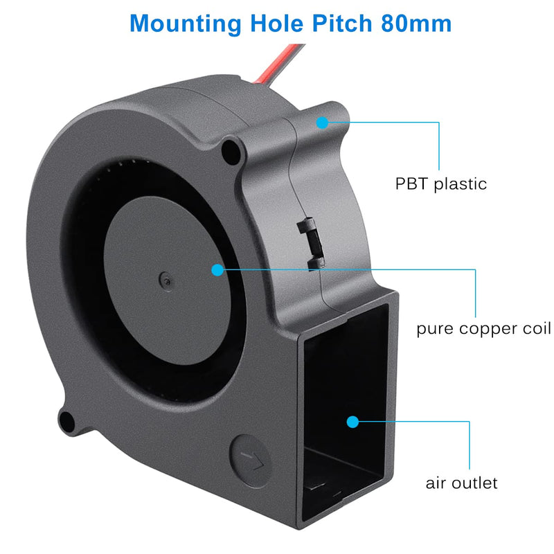  [AUSTRALIA] - GDSTIME 7530 Blower Fan, 75mm Blower Fan, 75mm x 30mm 5V 2PIN DC Brushless Cooling Blower Fan