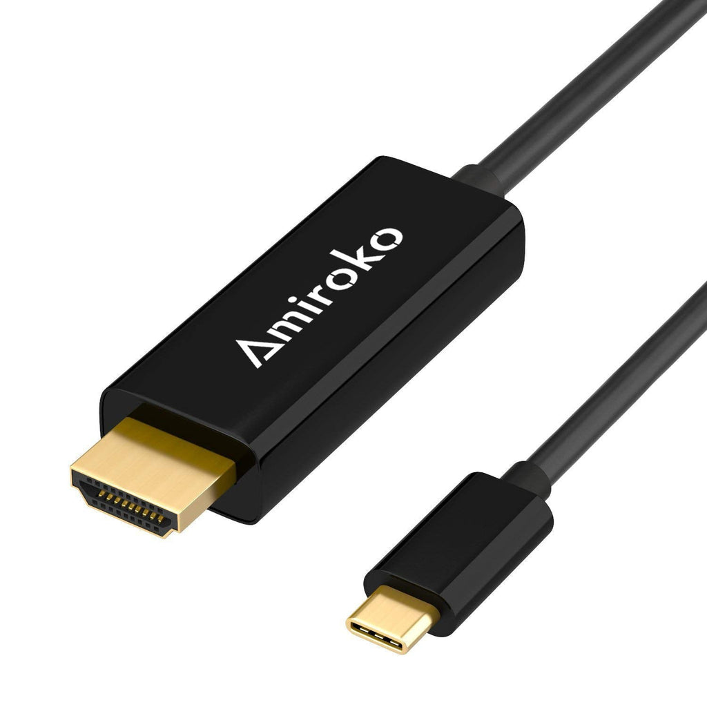  [AUSTRALIA] - USB C to HDMI Cable 6FT, Amiroko USB 3.1 Type C (Thunderbolt 3 Compatible) to HDMI 4K Cable for MacBook Pro 2016, MacBook 12", Chromebook Pixel, Galaxy S8/S8+ etc to HDTV, Monitor, Projector Black