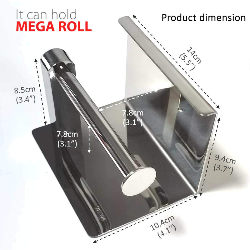  [AUSTRALIA] - Toilet Paper Holder - Toilet Paper Roll Holder with Shelf, Adhesive No Drilling or Wall Mounted with Screws for Bathroom, It Holds Mega Roll- Stainless Steel Polished Chrome