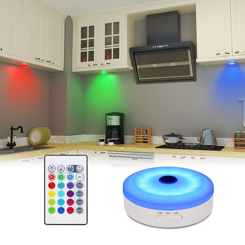 Bason Rechargeable Puck Lights with Remote, Color Changing Lights,Under Cabinet led Lighting, RGB Wireless Light for Kitchen,Closet,Display Case,2 Pack 2 Pack - LeoForward Australia