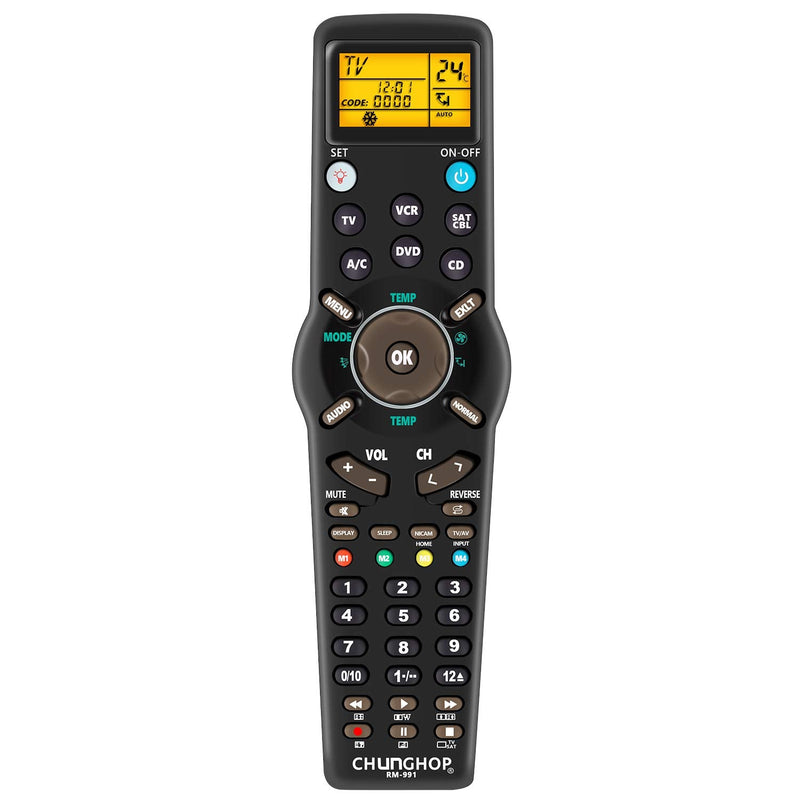  [AUSTRALIA] - CHUNGHOP Universal IR Learning Remote Control for Smart TV SAT DVD CBL CD VCR Air Conditioner 6 in 1 RM-991Multifunctional Controller with LCD Display Screen 6-Device with LCD Screen