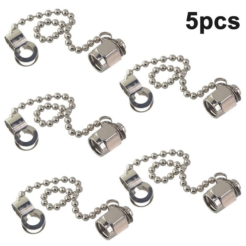  [AUSTRALIA] - BOOBRIE 5PCS RF Connector Accessories Protective Cover SMA Dust Cap SMA Coax Cap Have Chain for SMA Female Jack Adapter Connector Nickel-Plated 5-Pack