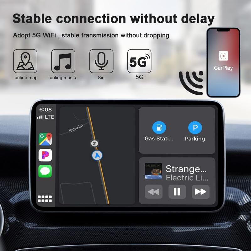  [AUSTRALIA] - Wireless Apple CarPlay Adapter, 2023 Upgrade Apple CarPlay Wireless Adapter for OEM Wired CarPlay Cars, Fastest and Most Stylish Dongle, Convert OEM Wired to Wireless CarPlay, Plug & Play, PNBLAECE