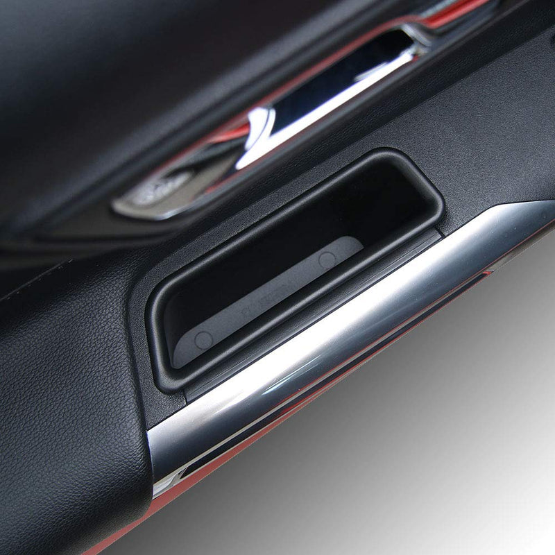  [AUSTRALIA] - CheroCar Car Front Row Door Side Storage Box Handle Armrest Container Tray for Ford Mustang 2015 2016 2017 2018 2019 (Black 2pcs) Door storge box