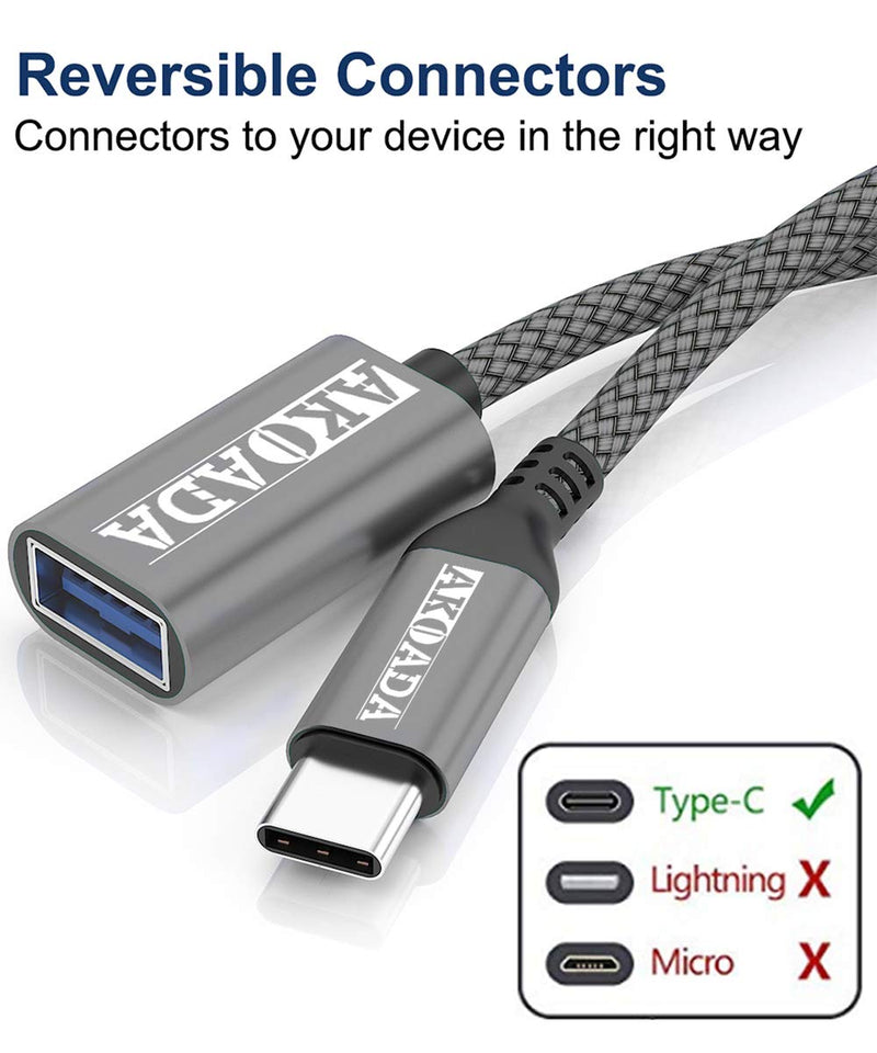 USB C to USB 3.0 Adapter (10ft),USB Type C Male to USB 3.0 Female OTG Cable Thunderbolt3 to USB Adapter Compatible with iPad Pro 2019,Samsung Galaxy S21 S20 Plus Ultra Note 10,MacBook Pro (Grey) 10ft Grey - LeoForward Australia