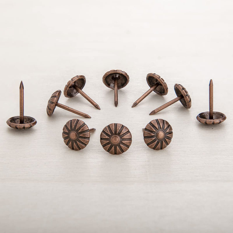  [AUSTRALIA] - Upholstery Tacks for Decorative, Furniture Tacks Nails for Upholstery Decorative, 7/16 Inch Upholstery Nails for Furniture DIY Decorative, Daisy Upholstery Tacks Red Copper,100PCS 100