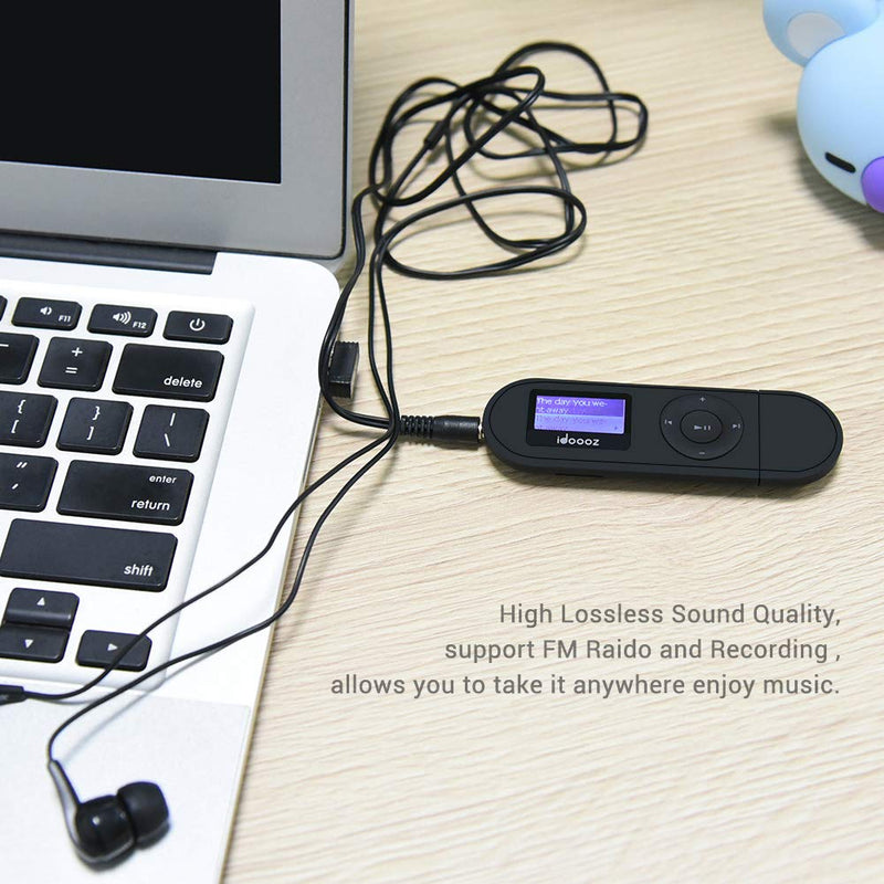  [AUSTRALIA] - Mp3 Player,USB Mp3 Player with FM Radio,Voice Recorder,idoooz U2 8GB Music Player Support One-Button for Recording (Black)