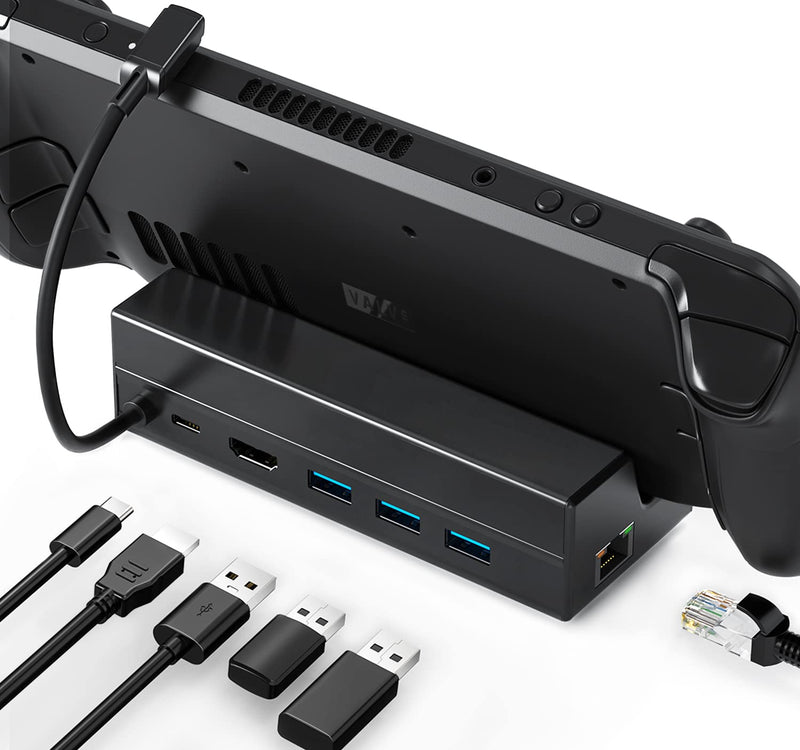  [AUSTRALIA] - Docking Station for Steam Deck: 6-in-1 Stream Deck Dock with HDMI 2.0 4K@60Hz, Gigabit Ethernet, 3 USB 3.0 and Fast Charging Port Compatible with Valve Steam Deck