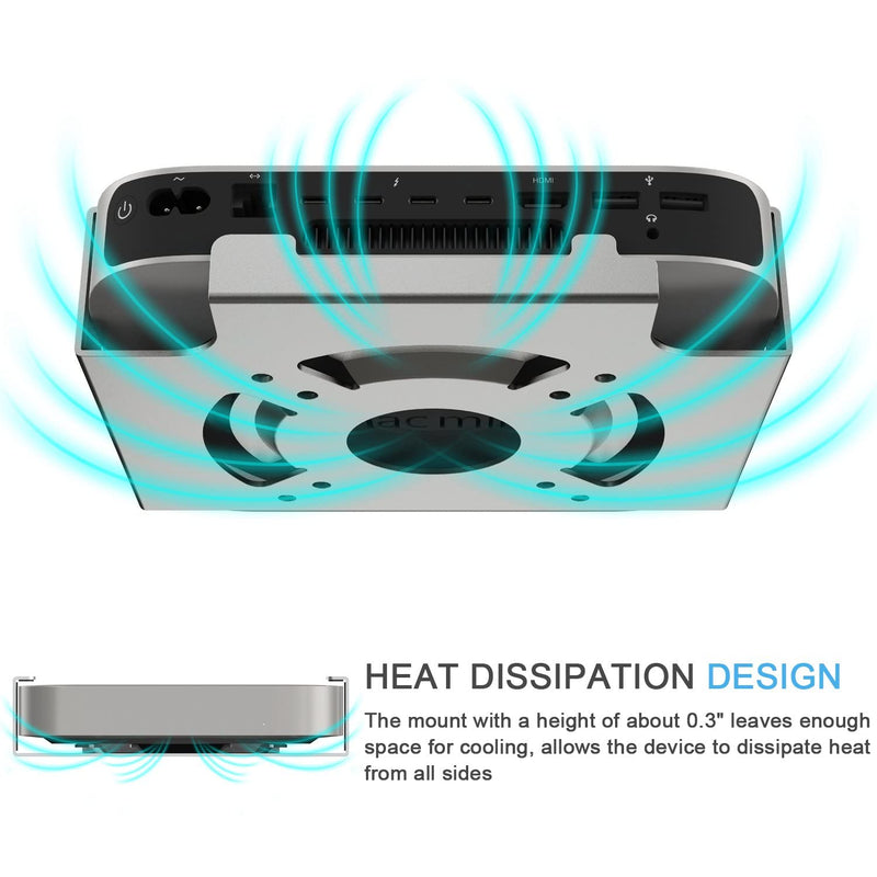  [AUSTRALIA] - Mac Mini M1 Mount, IFCASE Heat Dissipation Design Anti-Scratch Behind Monitor, Under Desk, Wall Mount Stand for Mac Mini 2010 to 2021 M1, Compatible with VESA Hole (Silver) Silver