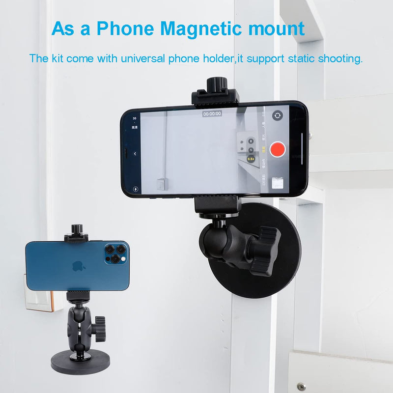  [AUSTRALIA] - PellKing Magnetic Car Camera Mount for Insta360 Go 3,X3/X2,360 Degree Rotation Ball Head Powerful Magnetic Camera Mount with Universal Phone Holder,Compatible with GoPro 11/10/9,iPhone,Samsung