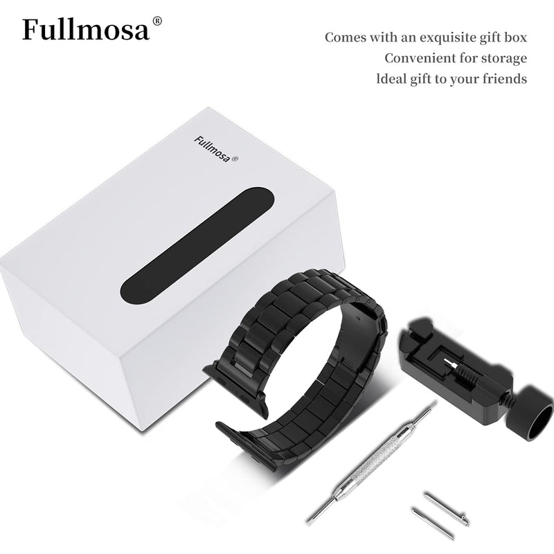  [AUSTRALIA] - Fullmosa Compatible Apple Watch Band 42mm 44mm 45mm 38mm 40mm 41mm, Stainless Steel iWatch Band for Apple Watch Series 7/6/5/4/3/2/1/SE, 38mm 40mm 41mm Black