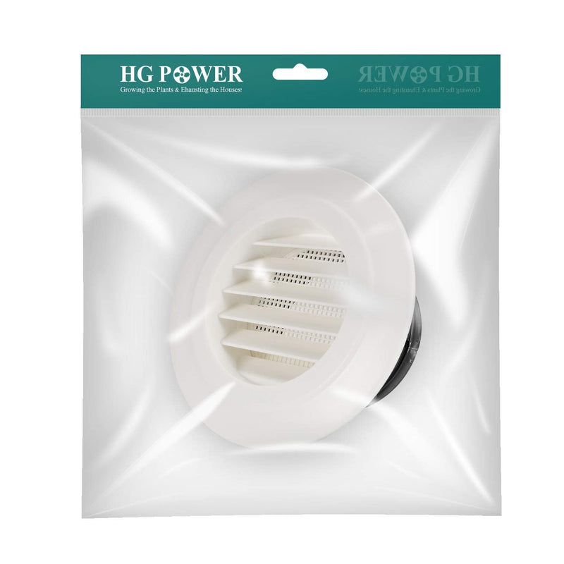  [AUSTRALIA] - 6 Inch Round Air Vent, HG Power ABS Louver Grille Cover Soffit Vent with Built-in Screen Mesh for Bathroom Office Kitchen Ventilation White 6 Inch