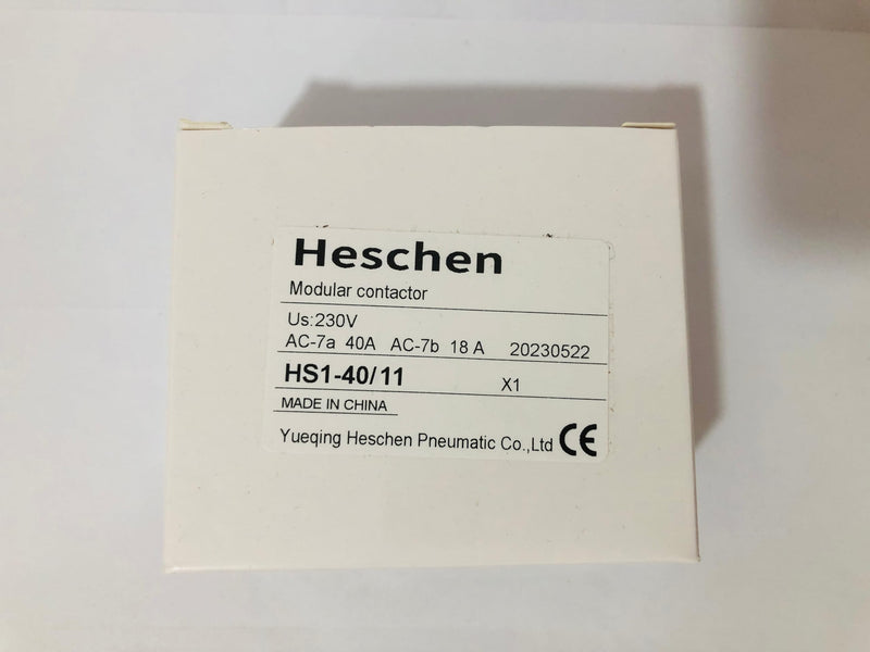  [AUSTRALIA] - Heschen household AC contactor, HS1-40, Ie 40A, 2 pole, 1NO 1NC, AC 220/240V coil voltage, 35mm DIN rail mounting