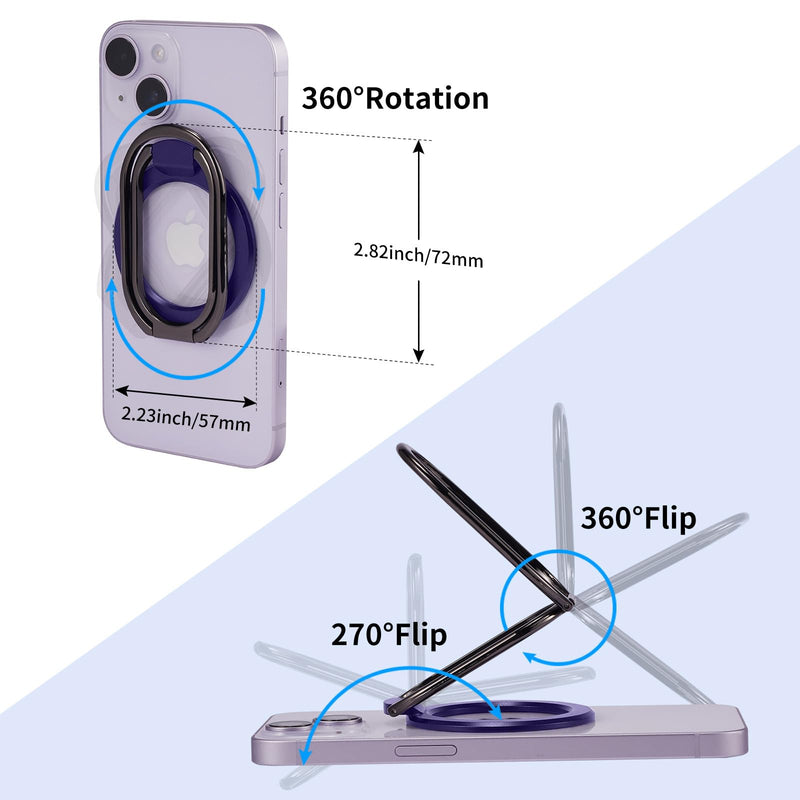  [AUSTRALIA] - Rimyam Magnetic Phone Ring Holder Stand for MagSafe Finger Grip Adjustable Phone Ring Kickstand Mag Safe Accessories for iPhone 14/13/12 Series Removable for Wireless Charging MAG Purple