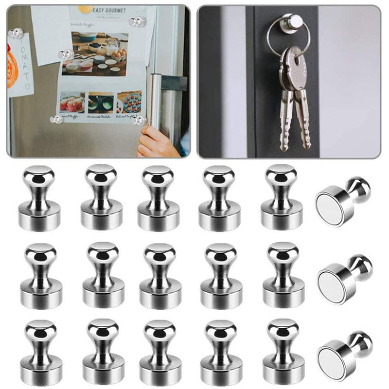  [AUSTRALIA] - 18pcs Magnetic Push Pins, Magnetic Hangers for Fridge Magnets, Office Magnets, Whiteboard Magnets, Map Magnets(Silver) silver