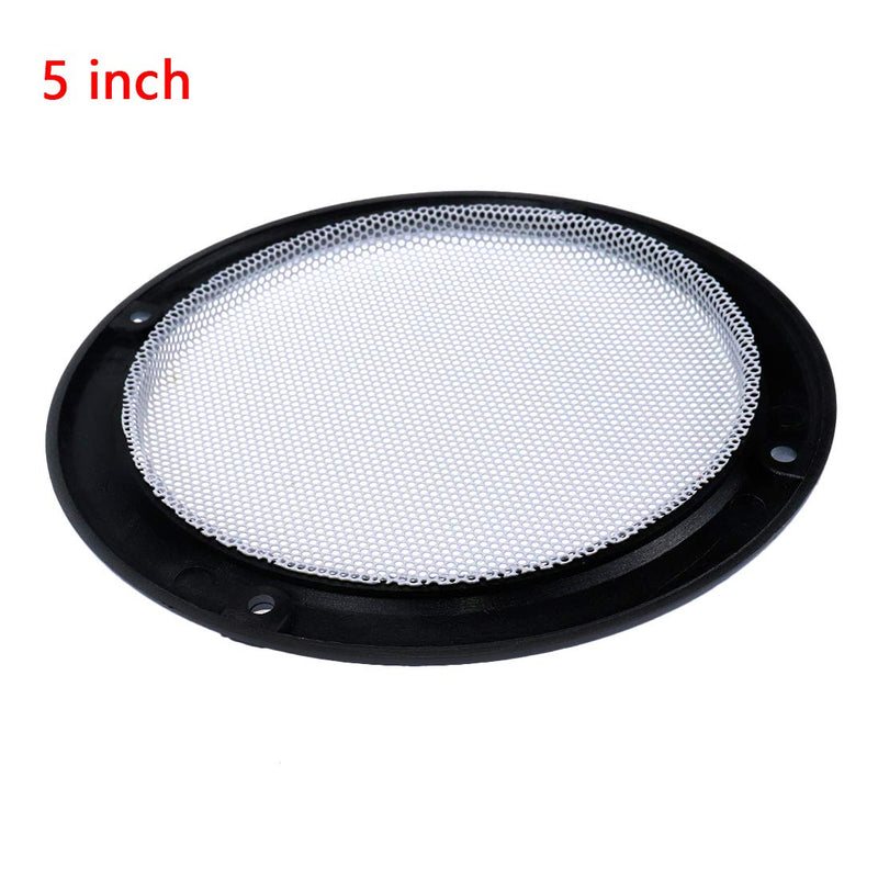  [AUSTRALIA] - Bitray 5 Inch White Mesh Speaker White Decorative Circle Grill Cover Guard Protector, 2PCS Car Speaker Audio Speaker Cover Protector with 8 Pcs Screws