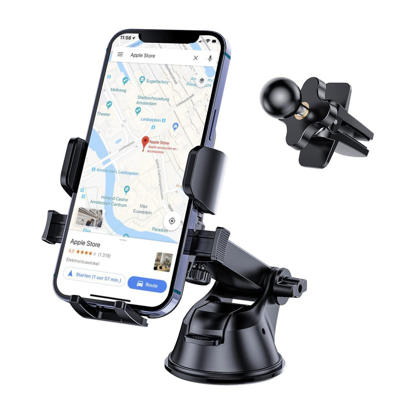  [AUSTRALIA] - WixGear Universal Phone Holder for Car, Windshield Mount and Dashboard Mount Holder for Cell Phones and Tablets with Long Adjustable Arm (New Automatic Closing Arms)