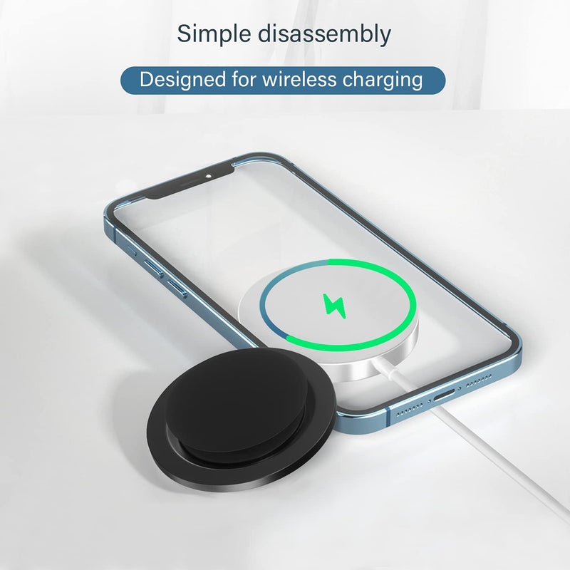 AOOMO Compatible with iPhone 12 Mag Safe P-Socket Base【Removable and Wireless Charging Compatible】 Must Have Mag-Safe Accessories, Designed for P-Socket, Phone Ring Holder （Black） Black - LeoForward Australia