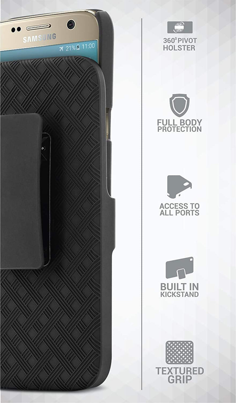  [AUSTRALIA] - Galaxy S7 Case, Aduro Shell & Holster Combo Case Super Slim Shell Case w/Built-in Kickstand + Swivel Belt Clip Holster for Samsung Galaxy S7