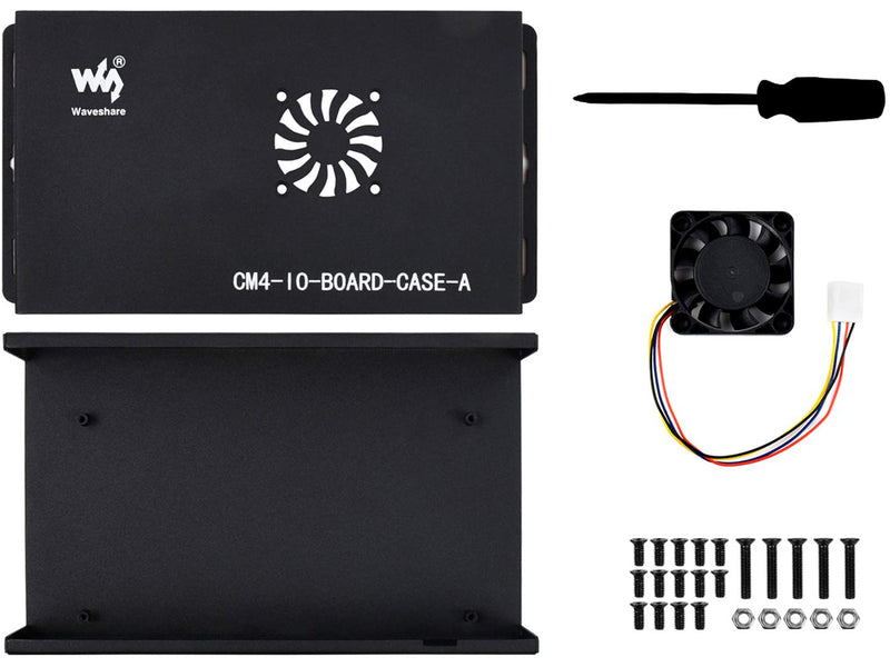 [AUSTRALIA] - Metal Case/Box with Cooling Fan for Raspberry Pi Compute Module 4 IO Board, Mini Computer Chassis with HDMI,Ethernet,USB ,DSI Display Port, CSI Camera Port CM4 Metal Case-A with Cooling Fan