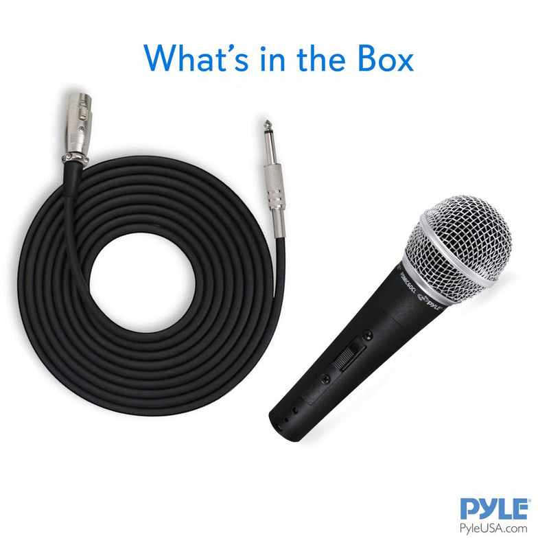  [AUSTRALIA] - Pyle Professional Dynamic Vocal Microphone - Moving Coil Dynamic Cardioid Unidirectional Handheld Microphone with ON/OFF Switch Includes 15ft XLR Audio Cable to 1/4'' Audio Connection - PDMIC59