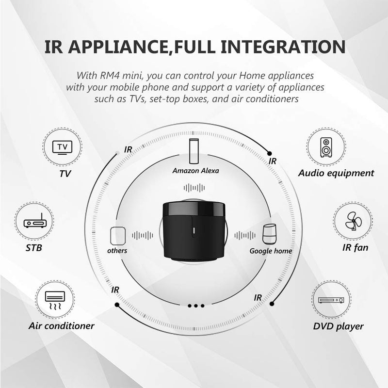 BroadLink RM4 Mini IR Universal Remote Control, Smart Home Automation Wi-Fi Infrared Blaster for TV Air Conditioner STB Audio, Works with Alexa, Google Home, IFTTT - LeoForward Australia