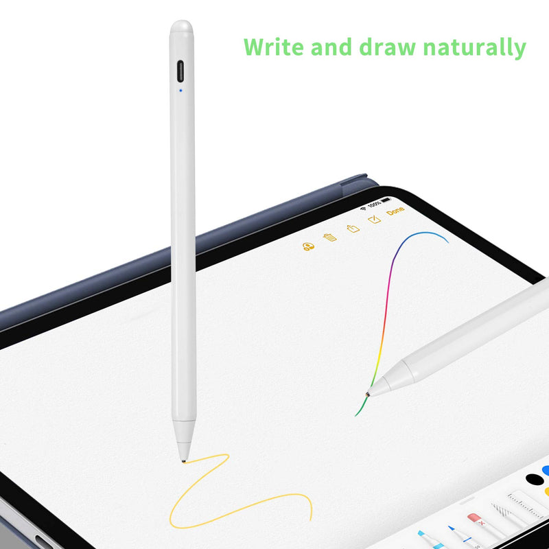 Electronic Stylus for iPad Mini 4 7.9" 2015 Pencil,Active Capacitive Pencil Compatible with Apple iPad Mini 4 7.9-inch Stylus Pens,Good on Drawing and Writing Type-C Rechargeable Pen, White - LeoForward Australia