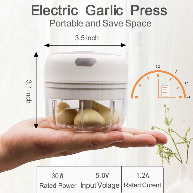  [AUSTRALIA] - Mini Electric Garlic Chopper, Garlic Press Powerful Cordless Electric Garlic Mincer Food Chopper Blender to Chop Fruits Vegetables Garlic Onion for Kitchen Accessories